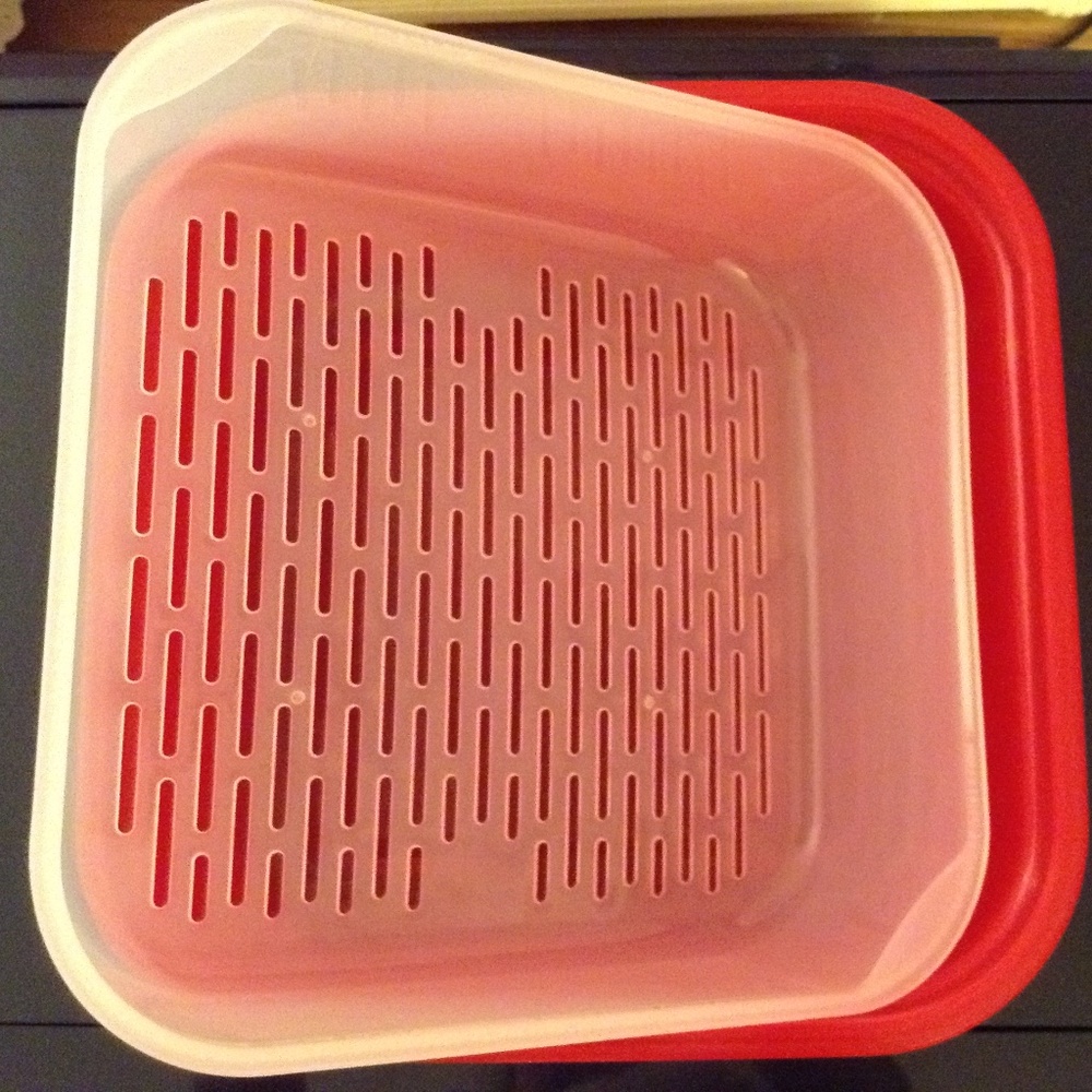 LocknLock Red Microwave Steamer Freezer Dishwasher Safe Storage Container New